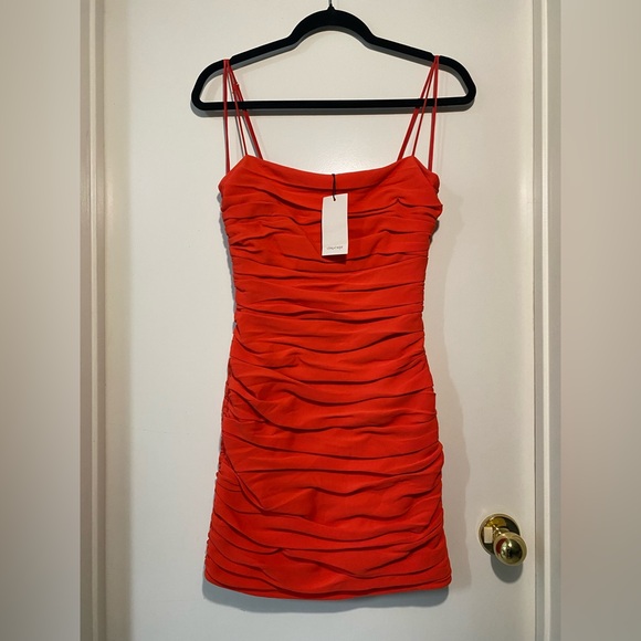 Cinq À Sept Vance Dress, Chili Pepper, Ruched Mini Dress - Picture 4 of 10